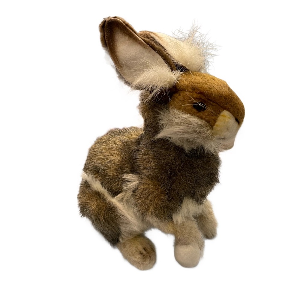 HANSA Creation‎ Bunny Rabbit Hand Crafted 2015 Realistic Fur Stuffed Animal 14”